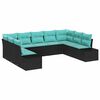 vidaXL Havesofa S&aelig;t 9 stk. 8-Antal s&aelig;der Sort og turkis Polyrattan