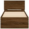 vidaXL sengeramme med sengegavl og LED-lys 75x190 cm brun egetr&aelig;sfarve
