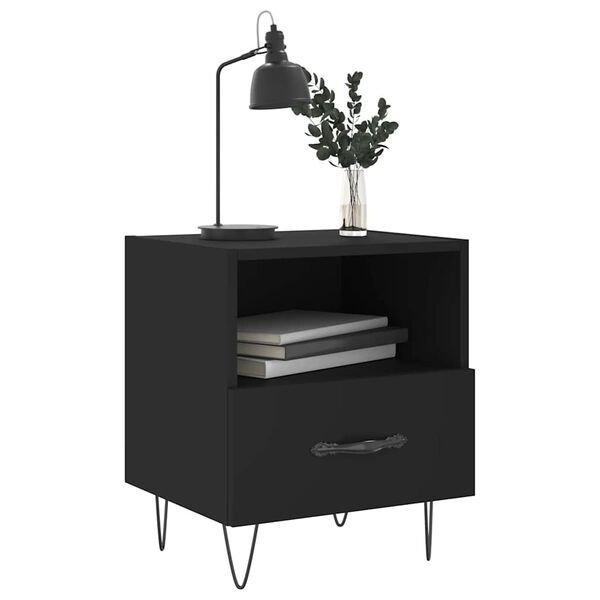 vidaXL sengeborde 2 stk. 40x35x47,5 cm konstrueret tr&aelig; sort