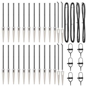 vidaXL Hegnspæl Andet 26 pcs Grå 3,2 x 3,2 x 60 cm Stål