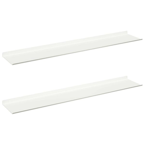 vidaXL Sv&aelig;vende hylde V&aelig;gmonteret 2 pcs Hvid 100 x 18 x 2,5 cm St&aring;l