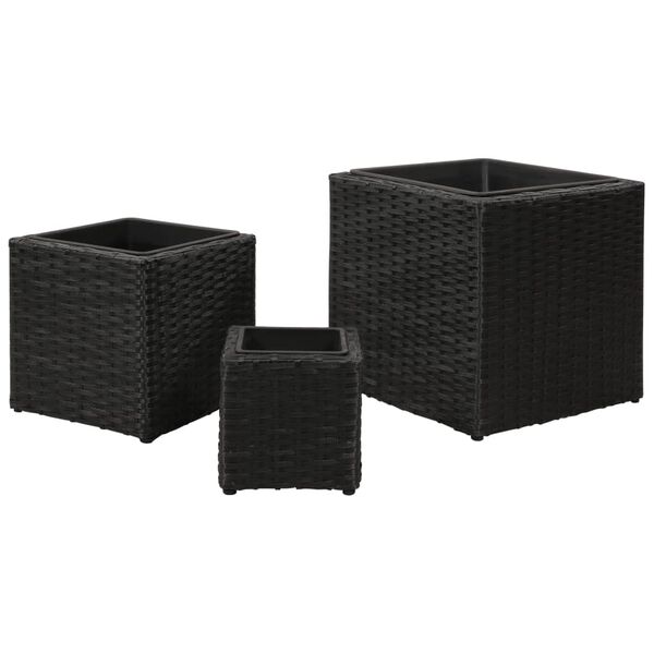 vidaXL plantekasser 3 stk. polyrattan sort