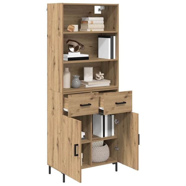 vidaXL Highboard Artisan Egetr&aelig; 69,5 x 34 x 180 cm Konstrueret tr&aelig;