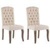 vidaXL spisebordsstole 2 stk. h&oslash;r-look stof beige