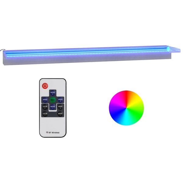 vidaXL vandfald med LED'er og RGB-farver 108 cm rustfrit st&aring;l