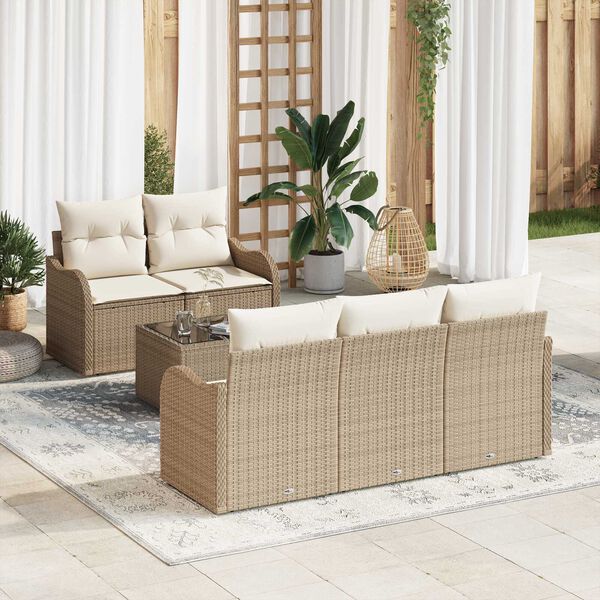 vidaXL Havesofa S&aelig;t Beige polyrattan
