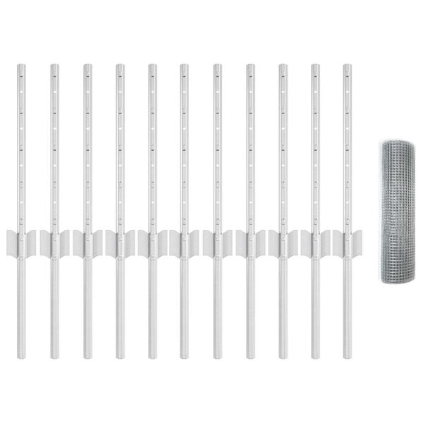 vidaXL Hegn og Post Sølv 0,4 x 25 m Stål