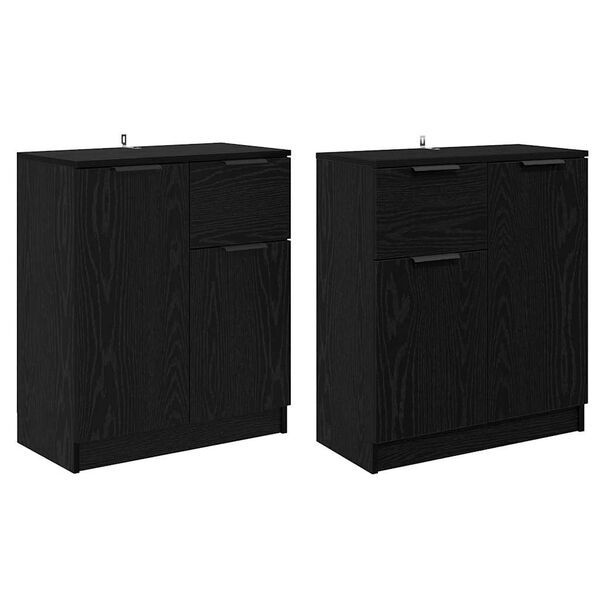 vidaXL Sideboards 2 pcs Sort eg 60 x 30 x 70 cm Konstrueret tr&aelig;