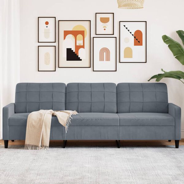 vidaXL 3-personers sofa 210 cm fløjl mørkegrå