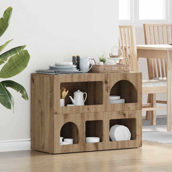 vidaXL Sideboard Artisan Egetr&aelig; 80,5 x 35 x 59 cm Konstrueret tr&aelig;