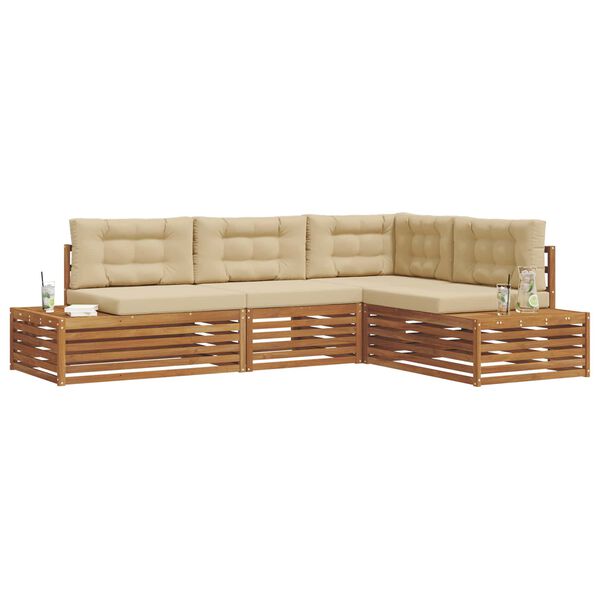 vidaXL Udend&oslash;rs sofagruppe med pude 4 Stk Naturlig og Beige