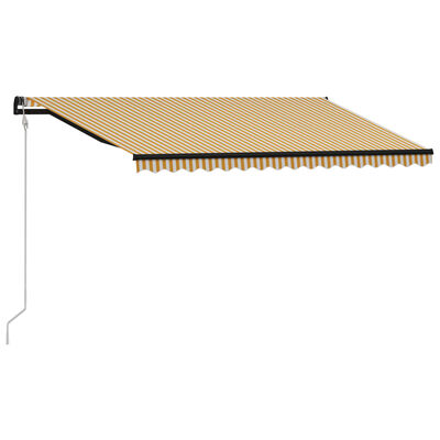 vidaXL foldemarkise med vindsensor og LED 400x300 cm gul og hvid