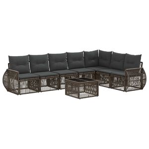 vidaXL Havesofa S&aelig;t 8 stk. Gr&aring; og M&oslash;rkegr&aring; polyrattan