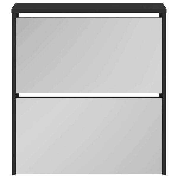 vidaXL skoskab med spejl 2 hylder 63x17x67 cm sort