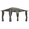 vidaXL pavillon med gardin + LED-lysk&aelig;de 400x300 cm aluminium gr&aring;brun