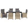vidaXL Have Spisebordss&aelig;t med pude 7 pcs Beige polyrattan