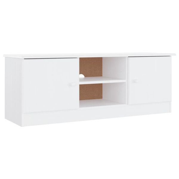 vidaXL sengebord ALTA 112x35x41 cm massivt fyrretr&aelig; hvid