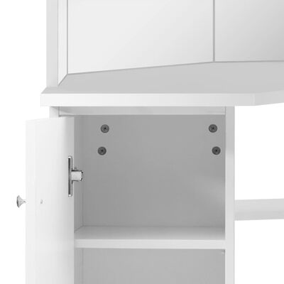 vidaXL toiletbord til hjørne med LED hvid