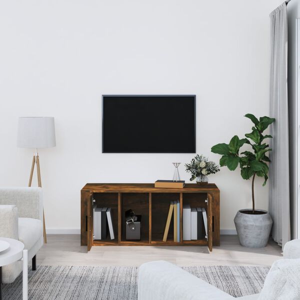 vidaXL tv-bord 100x35x40 cm konstrueret træ røget egetræsfarve