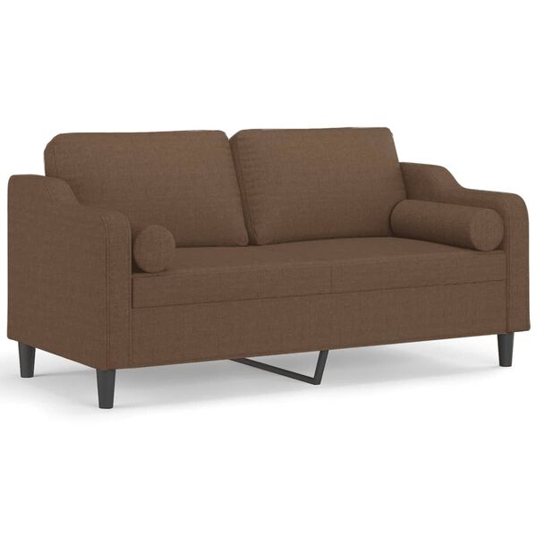 vidaXL 2-personers sofa med pyntepuder 140 cm stof brun