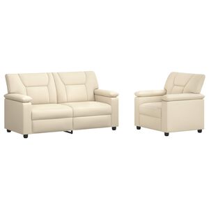 vidaXL Sofa S&aelig;t 2 pcs Cremefarvet Kunstl&aelig;der