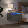 vidaXL v&aelig;gh&aelig;ngte sengeborde 2 stk. med LED-lys betongr&aring;