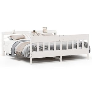 vidaXL sengeramme uden madras 200x200 cm massivt fyrretr&aelig; hvid