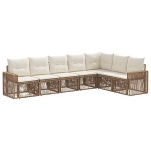 vidaXL Havesofa S&aelig;t 7 stk. Beige og cremehvid polyrattan
