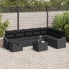 vidaXL Havesofa S&aelig;t med pude 9 pcs Sort Poly rattan