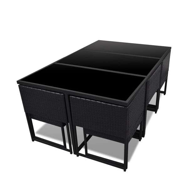 vidaXL udendørs spisebordssæt 11 dele med hynder polyrattan sort