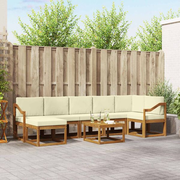 vidaXL Udend&oslash;rs sofagruppe med pude 8 pcs Naturlig og Fl&oslash;de