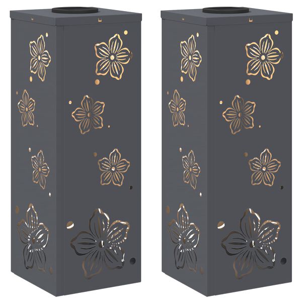 vidaXL Solar LED sti lys 2 pcs Antracit Koldvalset St&aring;l