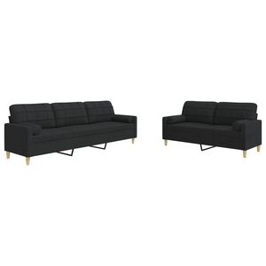 vidaXL sofas&aelig;t 2 dele med pyntepuder stof sort