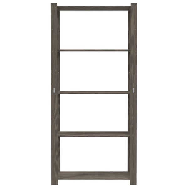 vidaXL opbevaringsreol 5 hylder 80x38x170 cm massivt fyrretræ grå