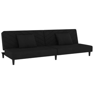 vidaXL 2-personers sovesofa med 2 puder fl&oslash;jl sort
