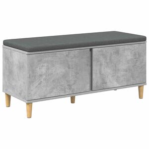 vidaXL Hallb&aelig;nk med d&oslash;r BetonGr&aring; 100 x 38 x 46 cm Kunstigt tr&aelig; og stof
