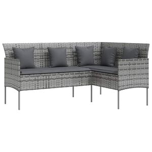 vidaXL L-formet sofa med hynder polyrattan gr&aring;