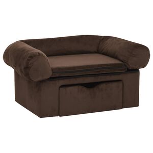 vidaXL hundesofa med skuffe 75x50x38 cm plys brun