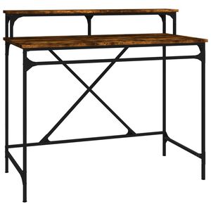 vidaXL skrivebord 100x50x90 cm konstrueret tr&aelig; og jern r&oslash;get eg