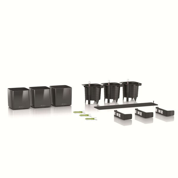 LECHUZA plantekrukker 3 stk. Green Wall Home Kit blank antracitgr&aring;