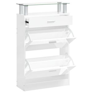 vidaXL skoreol 63x24x104 cm konstrueret tr&aelig; hvid h&oslash;jglans