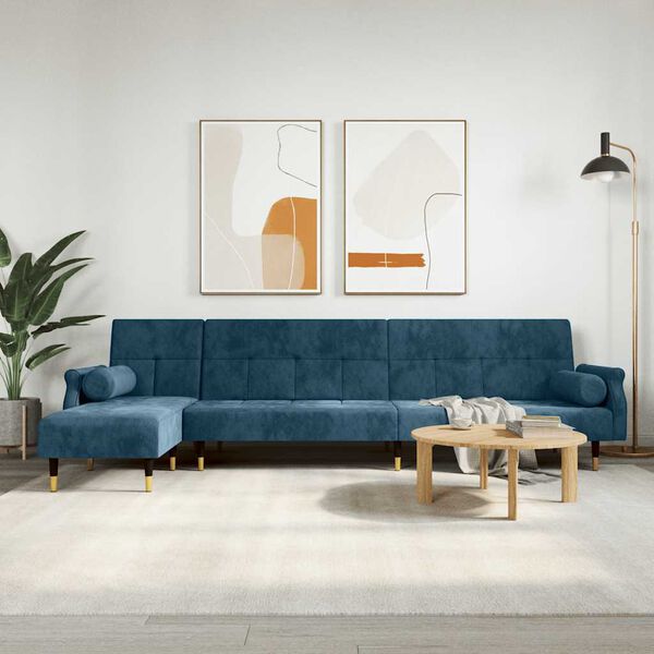 vidaXL L-formet sovesofa 271x140x70 cm velour bl&aring;