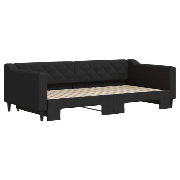 vidaXL daybed med udtr&aelig;k 100x200 cm stof sort