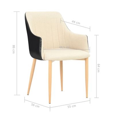 vidaXL spisebordsstole 2 stk. stof sort og cremefarvet