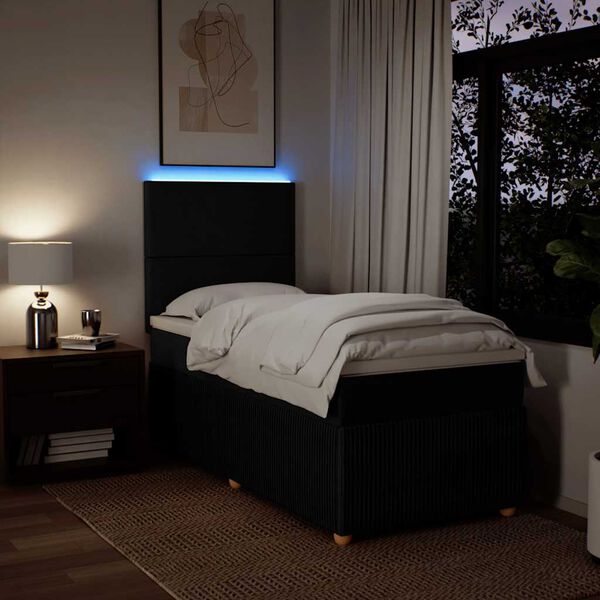 vidaXL kontinentalseng med madras 80x200 cm stof sort