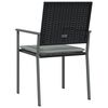 vidaXL havestole med hynder 2 stk. 54x62,5x89 cm polyrattan sort