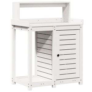 vidaXL plantebord med hylder 82,5x50x109,5 cm massivt fyrretr&aelig; hvid