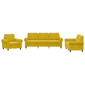 vidaXL sofas&aelig;t 3 dele med hynder velour gul