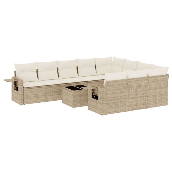 vidaXL sofas&aelig;t til haven 11 dele med hynder polyrattan beige