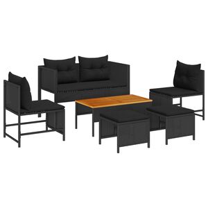 vidaXL Havesofa S&aelig;t 6 stk. Sort polyrattan